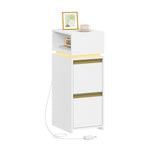 HEXCELEN Nightstand, Narrow, Side Table with 2 Drawers and 1 Open Compartment, Bedside Table for Bedroom, Side Table, for Bedroom, Living Room, Modern, White 321103X