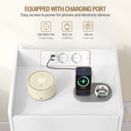Hzuaneri Bedside Table with Tray, Bedside Table with Charging Function & LED Lighting, 2 Drawers, Modern, for Bedroom, Living Room, 35 x 40 x 64 cm, White NS33503XEU Visit the Hzuaneri Store