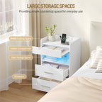 Hzuaneri Bedside Table with Tray, Bedside Table with Charging Function & LED Lighting, 2 Drawers, Modern, for Bedroom, Living Room, 35 x 40 x 64 cm, White NS33503XEU Visit the Hzuaneri Store