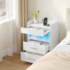 Hzuaneri Bedside Table with Tray, Bedside Table with Charging Function & LED Lighting, 2 Drawers, Modern, for Bedroom, Living Room, 35 x 40 x 64 cm, White NS33503XEU Visit the Hzuaneri Store