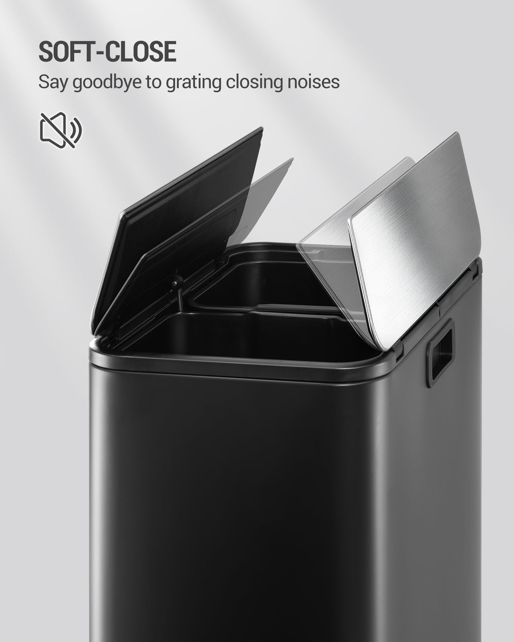 Hzuaneri Kitchen Trash Can, 2 x 28 Liter Narrow Trash Cans, Waste Separation System with Removable Inner Bucket, Includes 15 Special Trash Bags, Black SW22899B