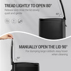 Hzuaneri 50L Trash Can, Kitchen Waste Bin with Pedal, Stainless Steel, Separate Inner Barrel, 15 Bags, Black SW15099B