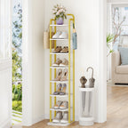 HEXCELEN Adjustable 8-Tier Vertical Shoe Rack, Space Saving Shoe Storage Unit