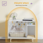 Hzuaneri Cat Litter Box Enclosure, Hidden Litter Box Furniture with Scratching Mat, Wooden Pet House Side End Table, Tall Legs, Double Doors, 80 x 50 x 61 cm, White CB01513W