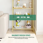 Hzuaneri 6 Tier Bookcase Bookshelf, Tempered Glass Bookshelves, Slim Shelving Unit for Bedroom, Bathroom, Home Office, Steel Frame, Gold BC21699G