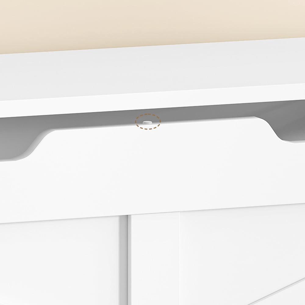 47.2" Storage Chest, Wooden Lift-Top Bench Trunk with 2 Hinges, Shoe Bench Organizer, White
