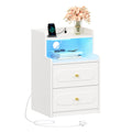 HEXCELEN Nightstand, Side Table with 2 Drawers, Nightstand with Open Compartment, Bedside Table for Bedroom, Wood-Based Nightstand, Sofa Table, for Bedroom Living Room White 421103X