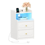 HEXCELEN Nightstand, Side Table with 2 Drawers, Nightstand with Open Compartment, Bedside Table for Bedroom, Wood-Based Nightstand, Sofa Table, for Bedroom Living Room White 421103X