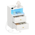 HEXCELEN Nightstand, Side Table with 2 Drawers, Nightstand with Open Compartment, Bedside Table for Bedroom, Wood-Based Nightstand, Sofa Table, for Bedroom Living Room White 421103X