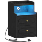 HEXCELEN Nightstand, Side Table with 2 Drawers, Nightstand with Open Compartment, Bedside Table for Bedroom, Wood-Based Nightstand, Sofa Table, for Bedroom Living Room Black 421104X