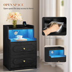HEXCELEN Nightstand, Side Table with 2 Drawers, Nightstand with Open Compartment, Bedside Table for Bedroom, Wood-Based Nightstand, Sofa Table, for Bedroom Living Room Black 421104X