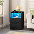 HEXCELEN Nightstand, Side Table with 2 Drawers, Nightstand with Open Compartment, Bedside Table for Bedroom, Wood-Based Nightstand, Sofa Table, for Bedroom Living Room Black 421104X