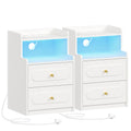 HEXCELEN Nightstand, Set of 2, Side Table with 2 Drawers, Nightstand with Open Compartment, Bedside Table for Bedroom, Wood-Based Nightstand, Sofa Table, for Bedroom Living Room White 421203X