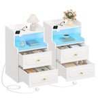 HEXCELEN Nightstand, Set of 2, Side Table with 2 Drawers, Nightstand with Open Compartment, Bedside Table for Bedroom, Wood-Based Nightstand, Sofa Table, for Bedroom Living Room White 421203X