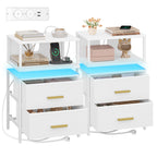 HEXCELEN Nightstand, Set of 2, Side Table, Side Table with 2 Fabric Drawers and Shelves, Bedside Cabinet for Bedroom, for Bedroom, Living Room, Modern, 30.1 x 40.2 x 62.1 cm, White 422203W