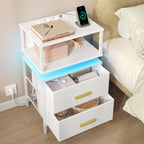 HEXCELEN Nightstand, Set of 2, Side Table, Side Table with 2 Fabric Drawers and Shelves, Bedside Cabinet for Bedroom, for Bedroom, Living Room, Modern, 30.1 x 40.2 x 62.1 cm, White 422203W