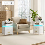 HEXCELEN Nightstand, Set of 2, Side Table, Side Table with 2 Fabric Drawers and Shelves, Bedside Cabinet for Bedroom, for Bedroom, Living Room, Modern, 30.1 x 40.2 x 62.1 cm, White 422203W