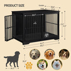 Hzuaneri 44 Inch Dog Crate Furniture, XL Indoor Dog Kennel for Large Dog with Barn Door, Heavy Duty Wooden Dog Cage as TV Stand & End Table, Black