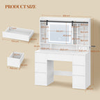 HEXCELEN Dressing Table with Removable Mirror, Vanity Table, 7 Drawers, Open Shelves, for Bedroom 40 × 108 × 148.6 cm, White,108603X