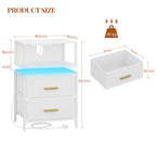 HEXCELEN Nightstand, Set of 2, Side Table, Side Table with 2 Fabric Drawers and Shelves, Bedside Cabinet for Bedroom, for Bedroom, Living Room, Modern, 30.1 x 40.2 x 62.1 cm, White 422203W
