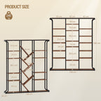 Hzuaneri Bookshelf, 3 Columns, 6 Tier Tree-Shaped Bookcase, 17 Open Independent Shelves, for Home Office, Bedroom, Living Room, 24 x 156 x 180 cm, Vintage Brown-Black BC53201B