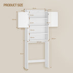 Hzuaneri Washing Machine Cabinet, Washing Machine Shelf with 2 Doors, Toilet Shelf, Adjustable Shelves, Bathroom Shelf Over Washing Machine/Toilet, 24 x 65 x 185 cm, White, LR65003X