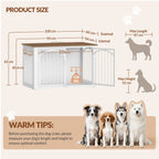 Fobyfurny Dog crate furniture, 100cm dog box for home use with 4 doors, modern wooden dog crate, side table, for medium to large dogs, indoor dog crate, 100 x 60 x 63 cm, brown and white FPDC002FWR1
