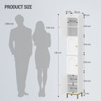 Hzuaneri Bathroom Cabinet, Tall Bathroom Cabinet with 4 Doors, Slim Bathroom Cabinet, White BC43313G