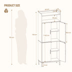 Hzuaneri Bathroom Cabinet, Kitchen Cabinet, Storage Cabinet, 4 Doors and 1 Open Area, Adjustable Shelf, Bathroom, Living Room, 30 x 60 x 160 cm, White SC45713W