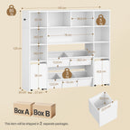 Hzuaneri Children's Shelf with 2 Rollable Storage Boxes, 4-Tier Bookcase, Children's Bookcase, Toy Shelf, Bookcase for Children's Room, Living Room, White, 30 x 140 x 120 cm KB75203W