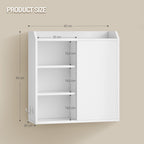 Hzuaneri Wall Cabinet with Adjustable Shelves with Sliding Doors and Open Shelves, Wall Mounted Bathroom Cabinet, 20 x 60 x 60 cm, White BC30203X