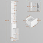 HEXCELEN Bathroom Cabinet, Corner Cabinet, Bathroom Cabinet, Toilet Cabinet, 20 x 20 x 185.6 cm, Narrow Bathroom Shelf with Adjustable Shelf, 1 Drawer and 4 Open Compartments, White 5120103X