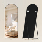 Hzuaneri Full-Length Mirror, 160 x 50 cm, Standing Mirror with Stand, Full-Length Wall-Mounted Mirror, Tempered Glass, Aluminum Alloy Frame, for Bedroom, Living Room, Black DM41999B