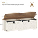 Hzuaneri Shoe Bench, Storage Cabinet, 2 Sturdy Hinges, Barn Style, 40 x 150 x 48.5 cm, Seat Chest for Entryway, Bedroom, White Brown, SB15014X