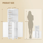 Hzuaneri Bathroom Cabinet, Corner Bathroom Cabinet, Toilet Cabinet with Adjustable Shelves, 2 Side Doors, Freestanding Tall Cabinet, 20 x 20 x 79 cm, White BC20003X