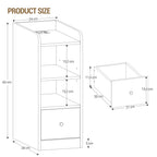 Hzuaneri Slim Bedside Table with Charging Function With USB & Type C Connections, Bedside Tables with 3 Tier Storage Space, 1 Drawer, for Bedroom, Living Room, Oak NS36416X