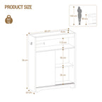 Hzuaneri Bathroom Cabinet, Niche Cabinet, Space-Saving Bathroom Cabinet with Toilet Paper Holder and Hooks, Sliding Door, Adjustable Shelf, for the Bathroom, 20 x 80 x 90 cm, White BC63813X