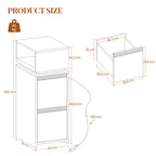 HEXCELEN Nightstand, Narrow, Side Table with 2 Drawers and 1 Open Compartment, Bedside Table for Bedroom, Side Table, for Bedroom, Living Room, Modern, White 321103X