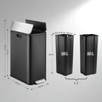 Hzuaneri Kitchen Trash Can, 2 x 28 Liter Narrow Trash Cans, Waste Separation System with Removable Inner Bucket, Includes 15 Special Trash Bags, Black SW22899B