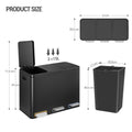 Hzuaneri Kitchen Bin, 45L (3 x 15L), Recycling Bin with 3 Compartments, Color-Coded Pedal Bins, Quiet and Slow-Close, with 15 Bin Bags, for Kitchen, Black SW04599B