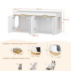 HEXCELEN Cat Litter Tray Cabinet, Cat Cabinet for 2 Cats, Hidden Cat Litter Box Cabinet, Double Door, Can Be Used as a TV Cabinet, 120 x 50 x 53.4 cm, White Oak and White,840103X
