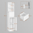 HEXCELEN Bathroom Cabinet, Corner Cabinet, Bathroom Cabinet, Toilet Cabinet, 20 x 20 x 98 cm, Narrow Bathroom Shelf with Adjustable Shelf, 1 Drawer and 2 Open Compartments, White 5120003X