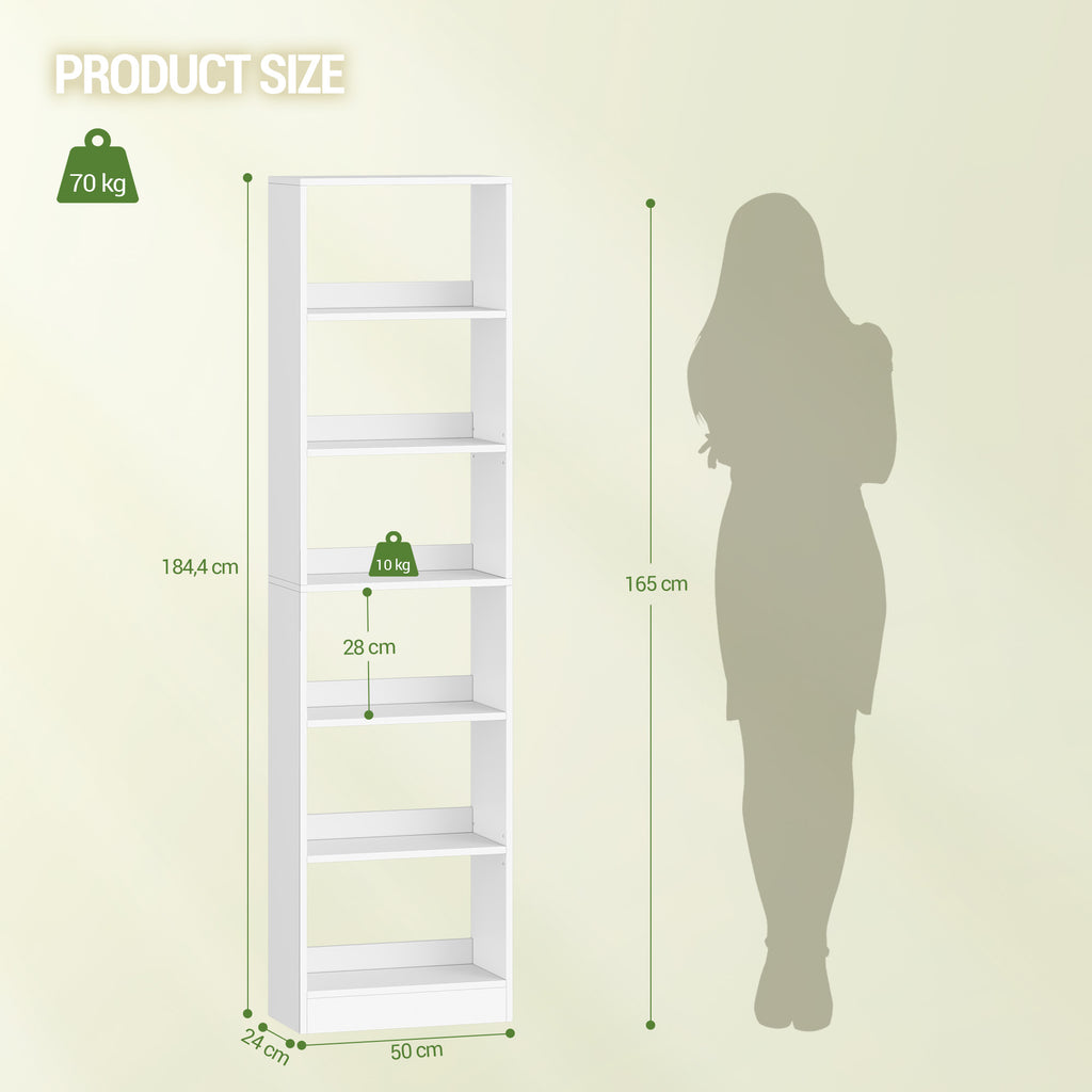 Hzuaneri  Bookcase, 6-Tier Bookcase, Cube Shelf, Modern Open Wooden Shelf, Storage Shelves and Display Shelves for Living Room, Home Office, Bedroom, White BC59603X