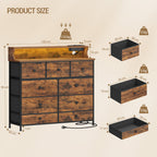 Hzuaneri 9-Drawer Dresser, LED Light Strip, 2 USB & 2 AC Ports