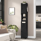 HEXCELEN Bathroom Cabinet, Narrow Tall Bathroom Cabinet, Bathroom Tall Cabinet with 2 Doors and 1 Drawer, Adjustable Shelves, Open Compartment, Space-Saving Bathroom Shelf, 28 x 28 x 180 cm, Black, 480004X