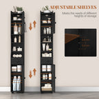 HEXCELEN Bathroom Cabinet, Narrow Tall Bathroom Cabinet, Bathroom Tall Cabinet with 2 Doors and 1 Drawer, Adjustable Shelves, Open Compartment, Space-Saving Bathroom Shelf, 28 x 28 x 180 cm, Black, 480004X