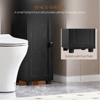 HEXCELEN Bathroom Cabinet, Narrow Tall Bathroom Cabinet, Bathroom Tall Cabinet with 2 Doors and 1 Drawer, Adjustable Shelves, Open Compartment, Space-Saving Bathroom Shelf, 28 x 28 x 180 cm, Black, 480004X