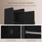 HEXCELEN Bathroom Cabinet, Narrow Tall Bathroom Cabinet, Bathroom Tall Cabinet with 2 Doors and 1 Drawer, Adjustable Shelves, Open Compartment, Space-Saving Bathroom Shelf, 28 x 28 x 180 cm, Black, 480004X