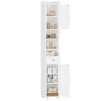 HEXCELEN Bathroom Cabinet, Narrow Tall Bathroom Cabinet, Bathroom Tall Cabinet with 2 Doors and 1 Drawer, Adjustable Shelves, Open Compartment, Space-Saving Bathroom Shelf, 28 x 28 x 180 cm, White, 480013X