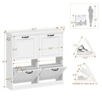 Hzuaneri 36.2" Tall Narrow Shoe Organizer, Freestanding Wooden Hidden Shoe Cabinet with 4 Flip Drawers & Adjustable Shelves, Multi-Purpose Storage Furniture for Entryway Hallway, White
